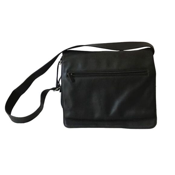 Fossil Crossbody Bag Black Shoulder Leather Microfiber Work Fashion Business - Picture 2 of 14